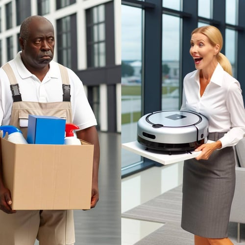 a cleaner is fired and robovac is hired